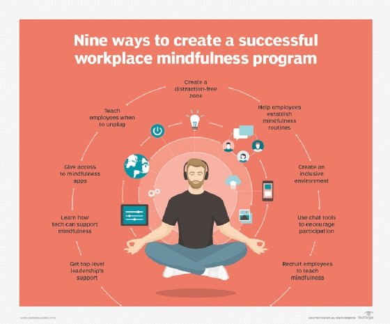 Elements of a successful workplace mindfulness program infographic.