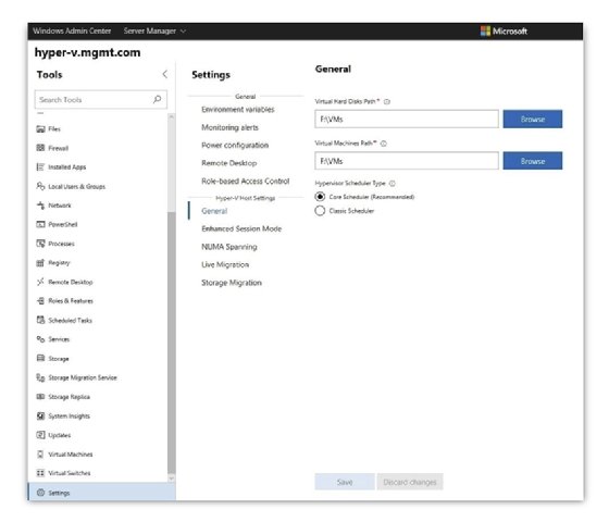 Screenshot of Hyper-V scheduler settings