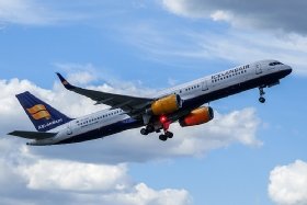 Icelandair jetliner in flight