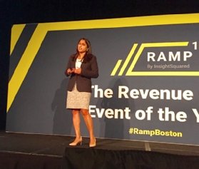 InsightSquared executive Matisha Ladiwals speaking at Ramp, the vendor's annual user conference