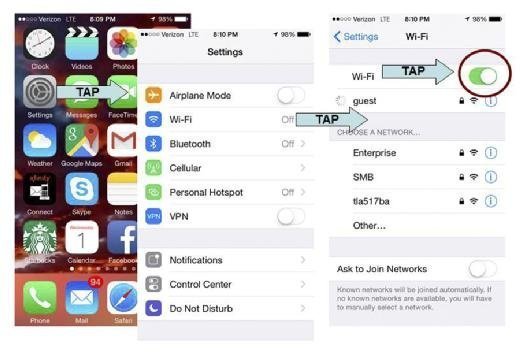 iPad iPhone Wi-Fi radio on