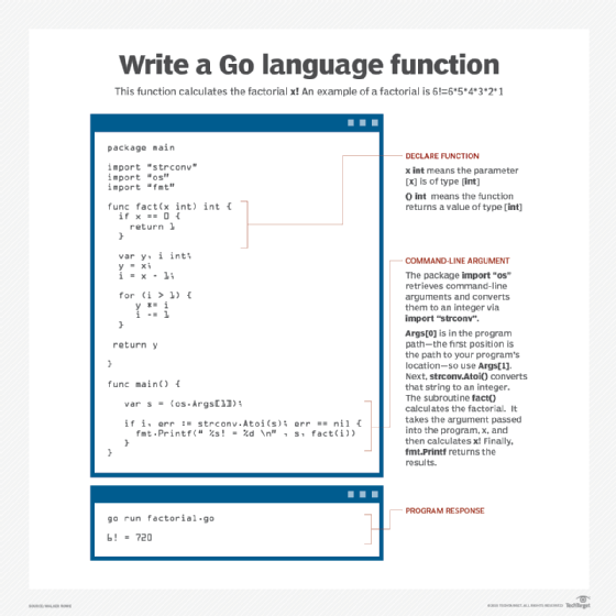A Go language function.