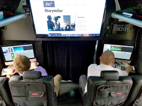 Hoover High School's Mobile Storyteller bus, interior