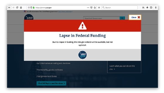 Screen capture of USA.gov