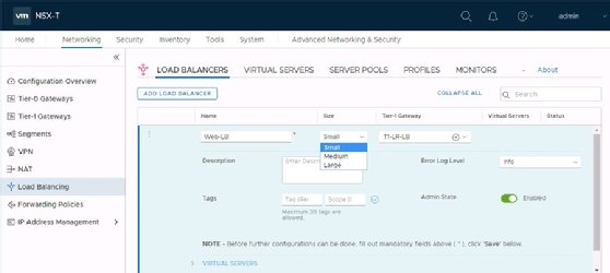 Screenshot of load balancer deployment options
