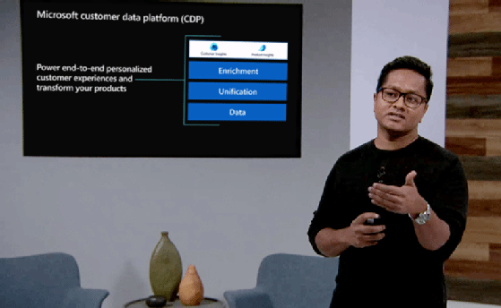 Microsoft's Satish Thomas unveiling the Microsoft CDP