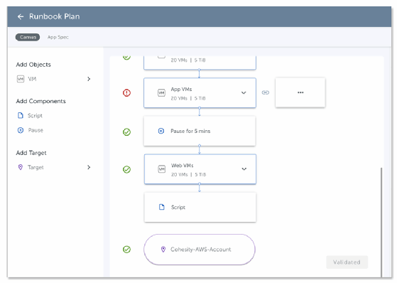 Screenshot of Cohesity Runbook's interface