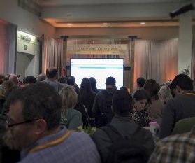 Picture of Lightning demo zone at Salesforce World Tour Boston, overrun with Salesforce customers.