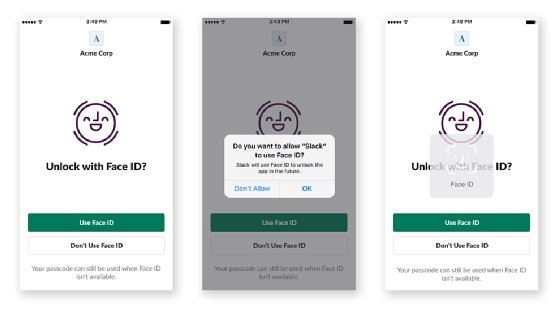 Screenshot of Slack Face ID 