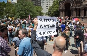 Wayfair employees protest sale of beds to migrant detention centers for children.