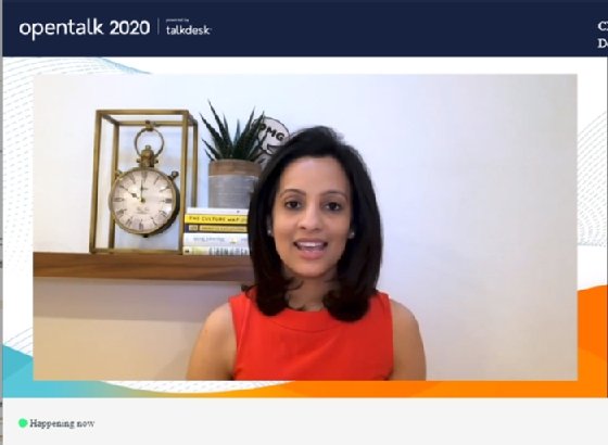 Charanya Kannan, Talkdesk Chief Product Officer, introduces CX Cloud at the company's Opentalk 2020 virtual user conference.