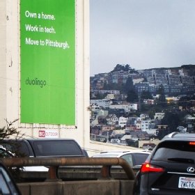 Duolingo in Pittsburgh placed help-wanted billboard in San Francisco.