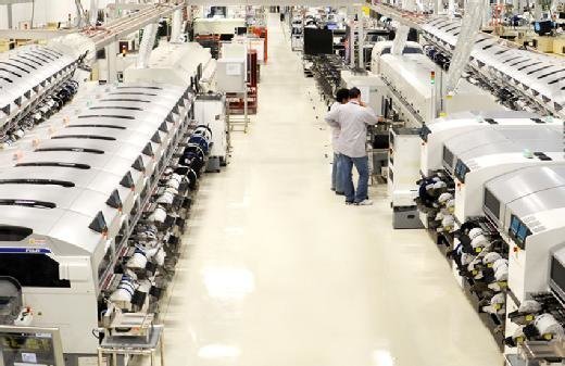 Factory floor of manufacturing plant, Sanmina Corporation
