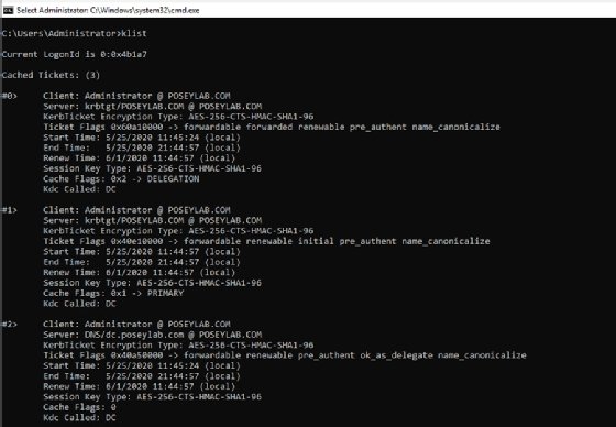 Kerberos ticket list