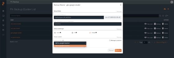 Portworx PX-Backup screenshot