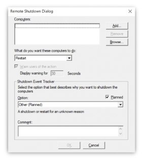 The remote shutdown dialog.
