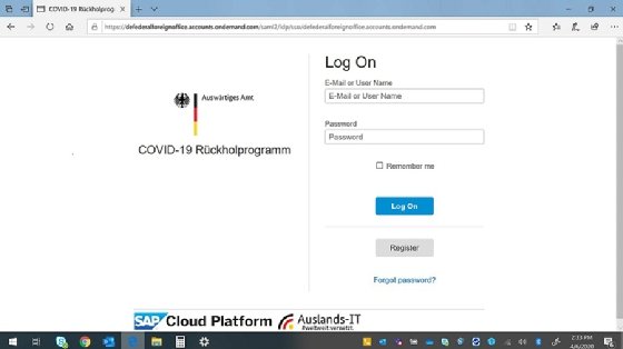 The German Federal Foreign Office Rückholprogramm app.