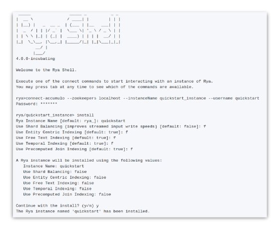 Screenshot of Rya Shell for managing Rya.