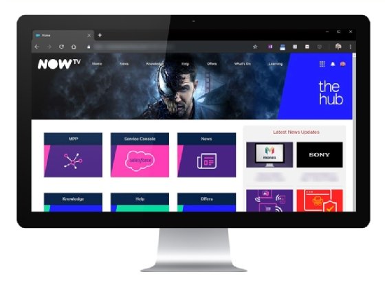 Now TV screenshot using Salesforce CMS