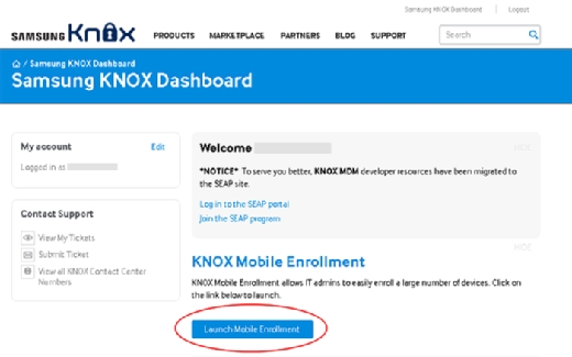 Samsung KME dashboard