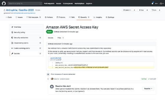 GitHub secret scanning