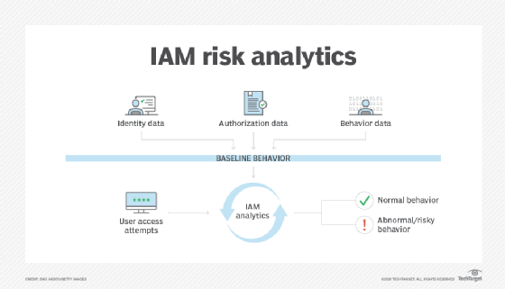 IAM analytics process, identity and access process, user authentication graphic