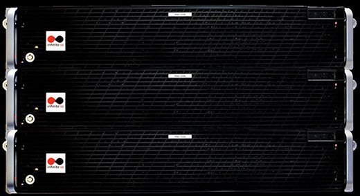 A three-node cluster of NSC-110 units from Infinite io
