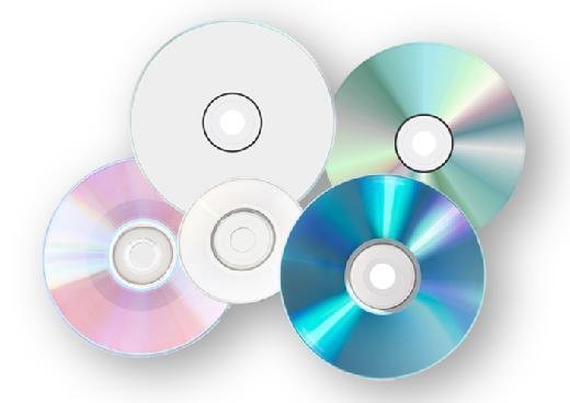 A photo of various types of optical disks.