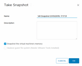 Create a VMware snapshot