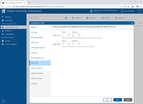 creenshot of Veeam Availability Orchestrator Version 2