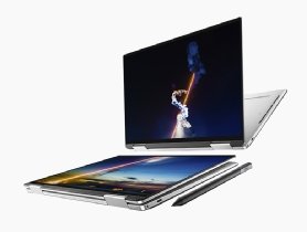 View of Dell XPS 13 2-in-1 laptop showing tablet capability.