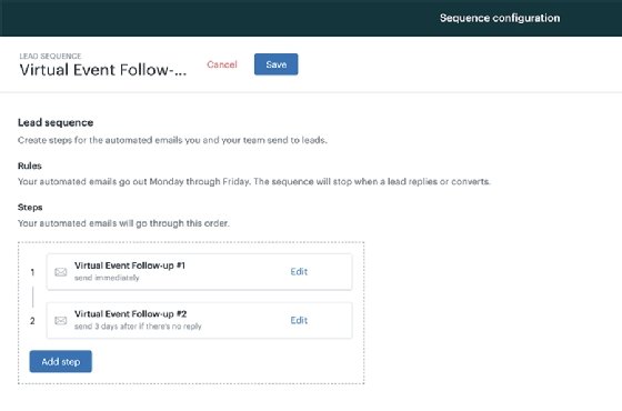 Zendesk Sell email automation interface