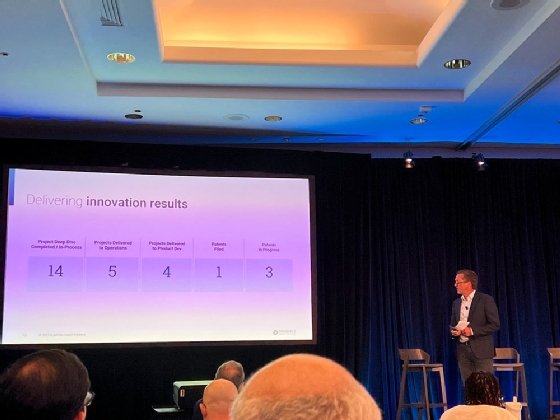 Pieter Schouten, chief innovation officer at Ensemble Health Partners, presents at the Generative AI World conference.