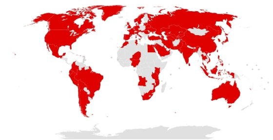 Map highlighting countries impacted by WannaCry ransomware attack