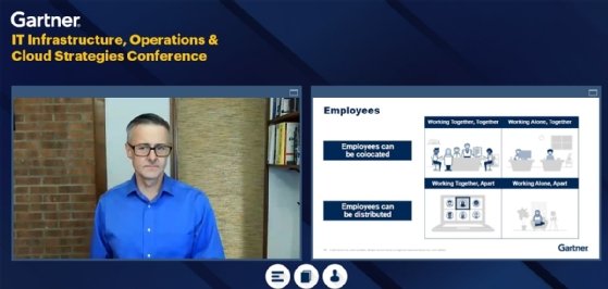 Screenshot of Tony Harvey presenting at the Gartner IT Infrastructure, Operations & Cloud Strategies Conference
