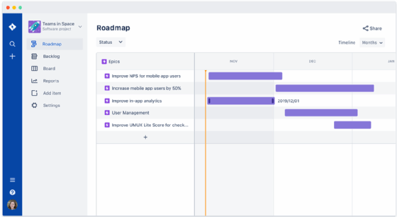 Jira project roadmaps.