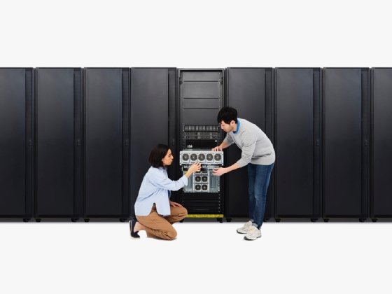Image of IBM's new rack mount Z16 mainframe system.