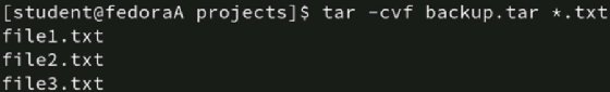 Create tar archive output screenshot.