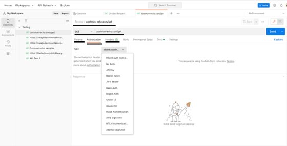 Screenshot of Postman's 'Sample request' screen
