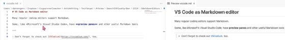 VS Code as a Markdown editor.
