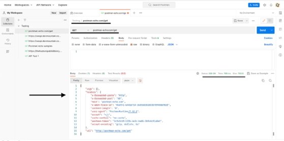 Screenshot of Postman's 'Response' screen