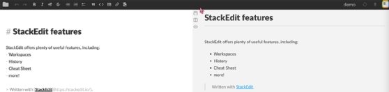 StackEdit user interface.