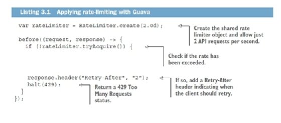 Code to apply rate limiting to API