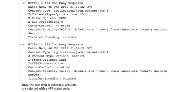 Screenshot part two of command line code showing how rate limiting works.
