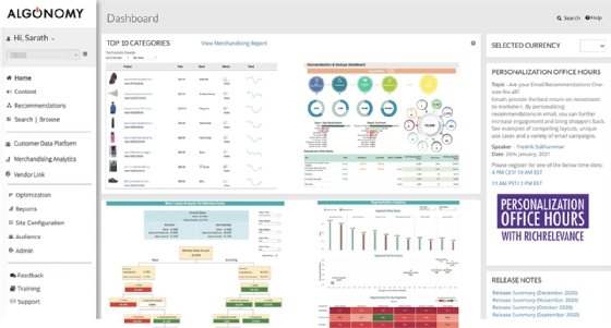 An Algonomy dashboard.