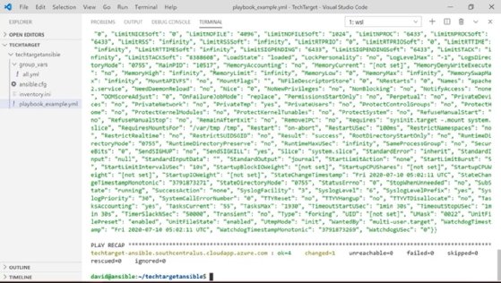 Removing the --check flag commits Ansible playbook's changes to the server.