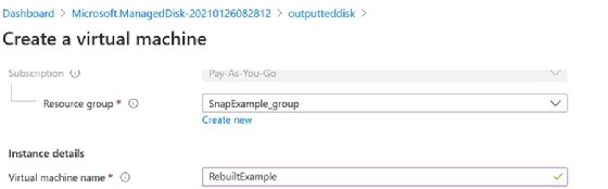Azure VM setup options.