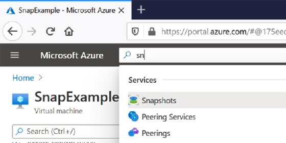 The Azure snapshot blade.