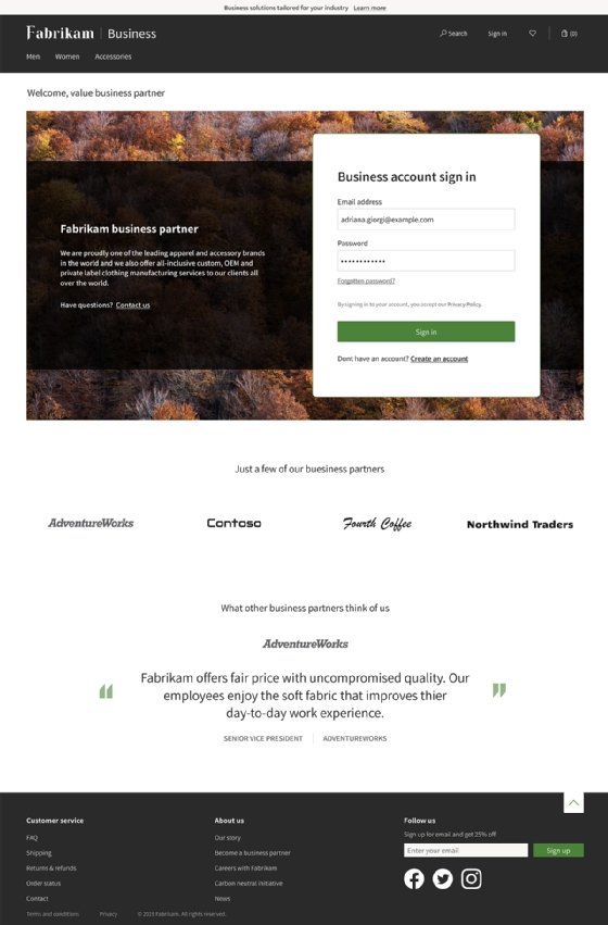 Microsoft e-commerce B2B interface screenshot