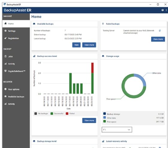 screenshot of BackupAssist ER